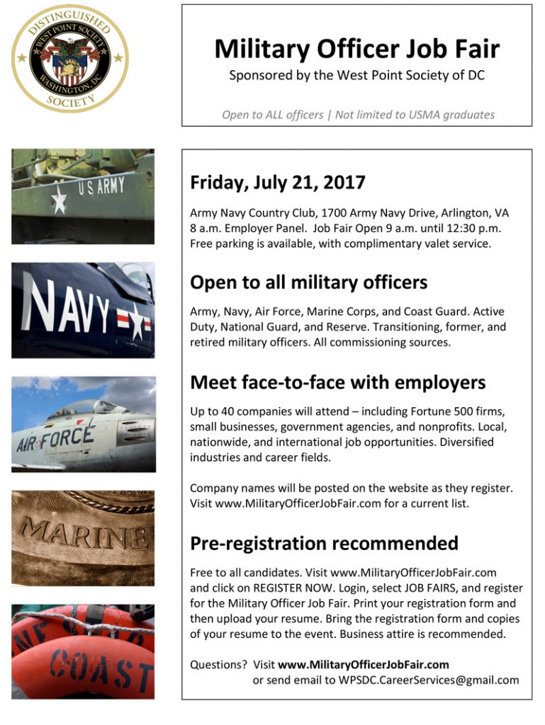 Military Officer Job Fair in Arlington, Virginia on July 21, 2017