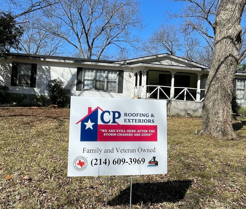 Today we are giving a shout-out to #Army #VeteranOwned CP Roofing & Exteriors of Nevada Texas. Thank you for including one of our VOB Badges on your yard signs!