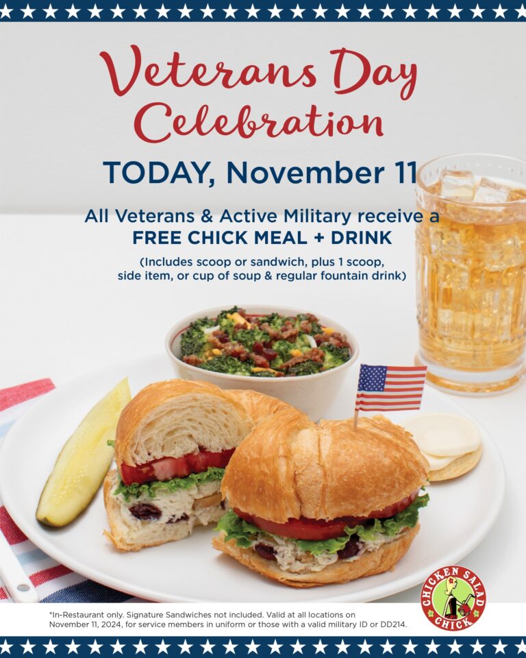 Chicken Salad Chick FREE Chick Meal and Drink ⋆ Veteran Owned