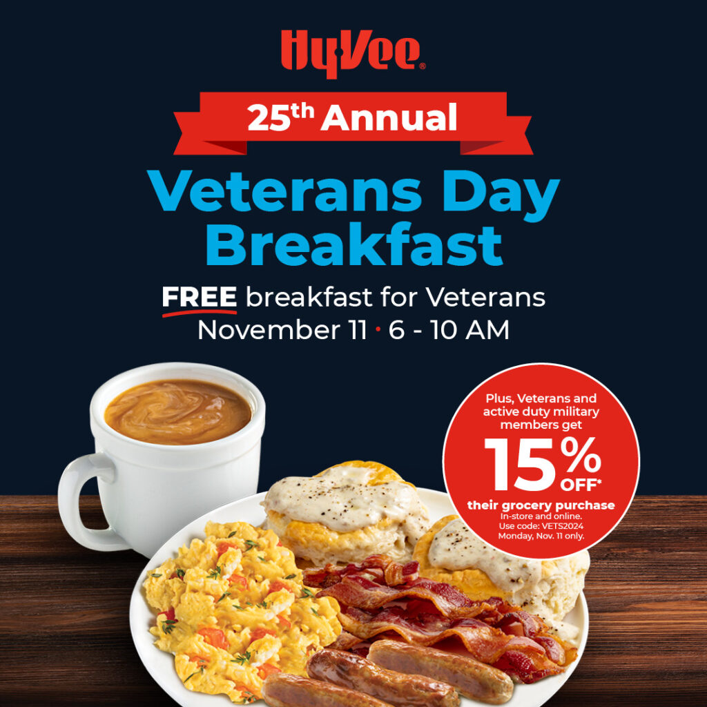 HyVee FREE Veterans Day Breakfast ⋆ Veteran Owned Businesses News VOBeacon