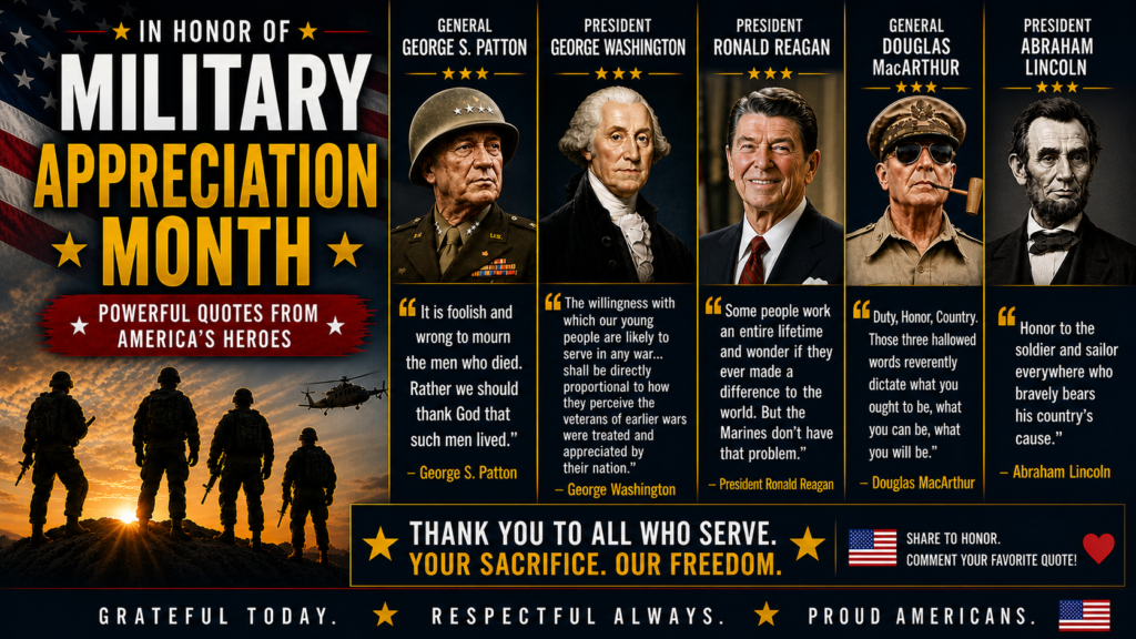 Military Appreciation Month - Inspirational Military Quotes - Honor, Duty, Country